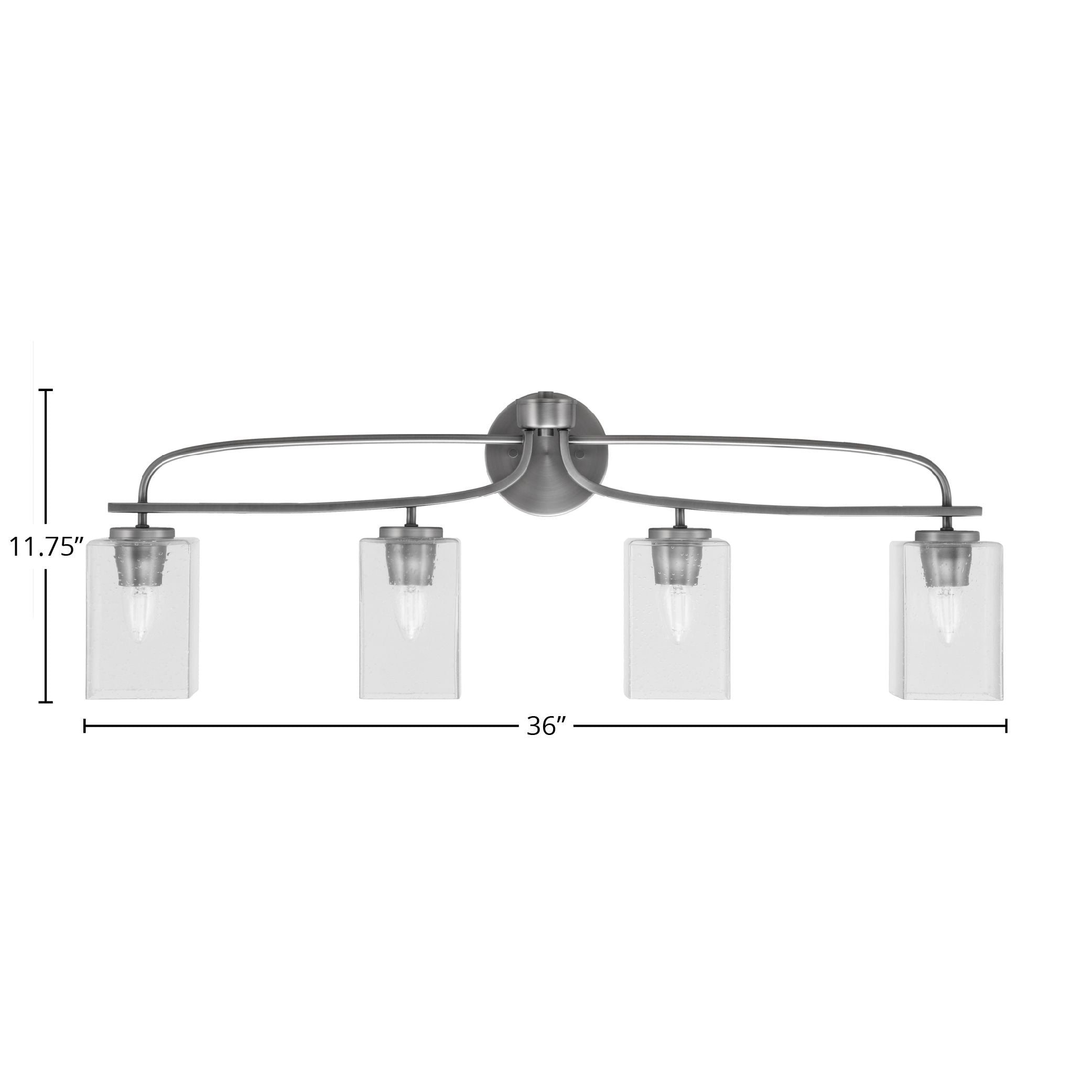 Cavella Four Light Bath Bar in Graphite with 4" Clear Bubble Shade
