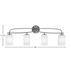 Cavella Four Light Bath Bar in Graphite with 4" White Muslin Shade