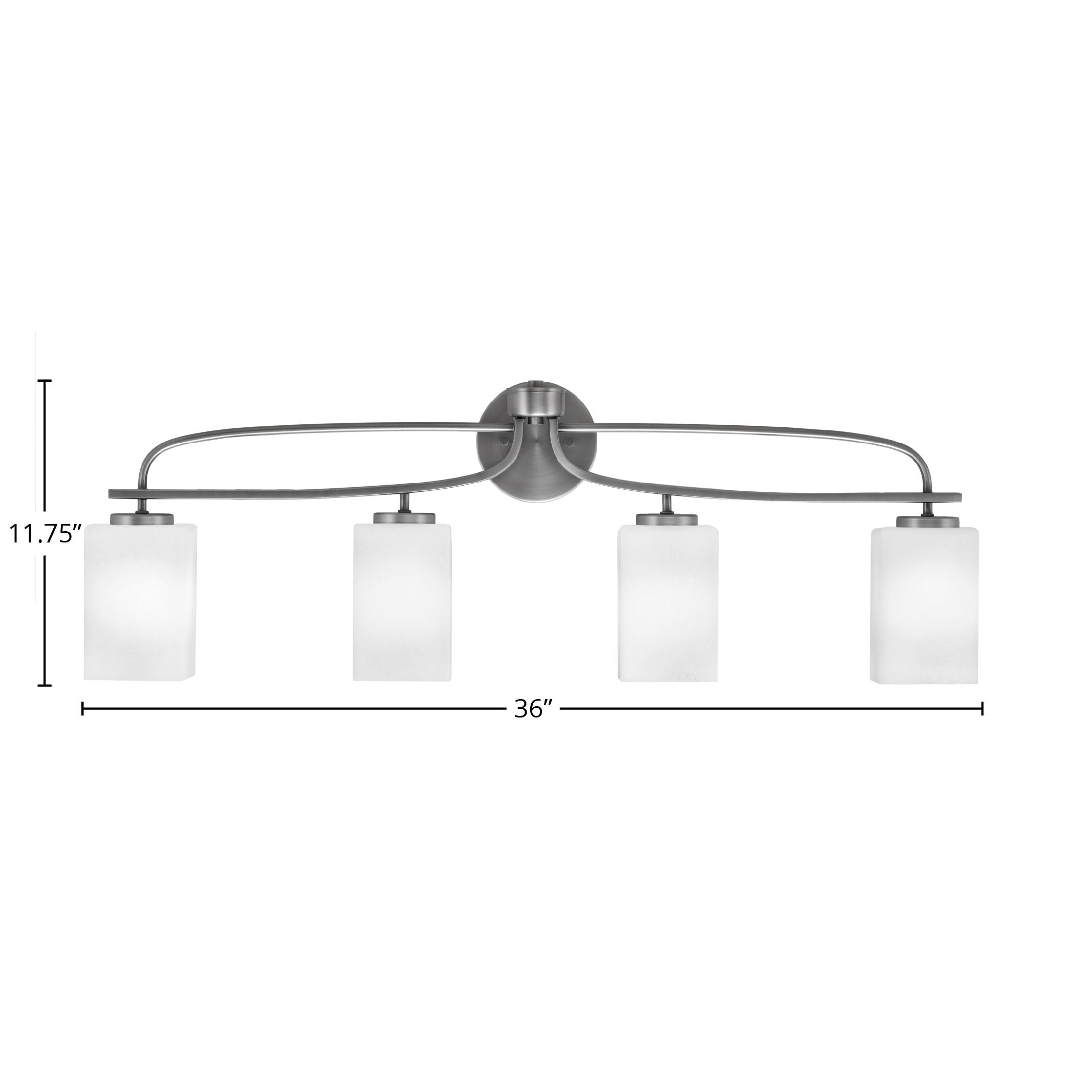 Cavella Four Light Bath Bar in Graphite with 4" White Muslin Shade