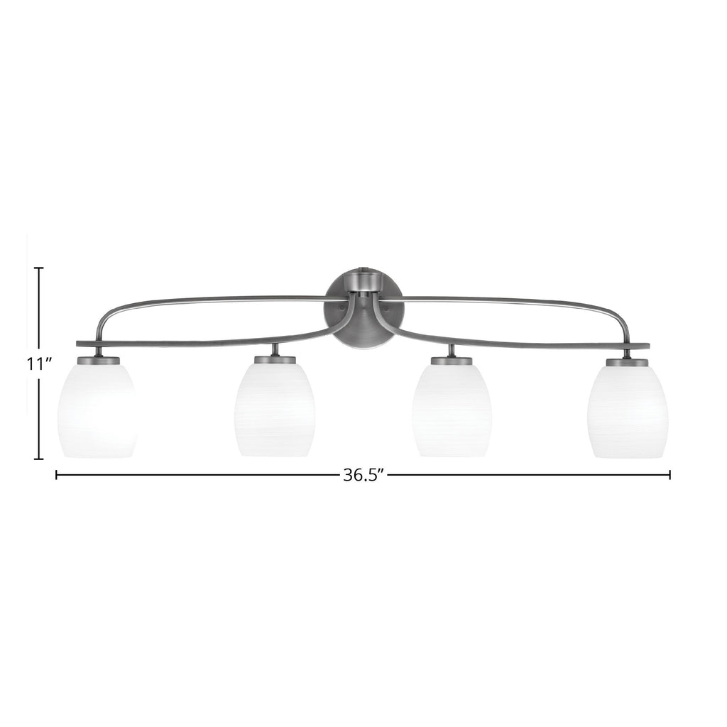 Cavella Four Light Bath Bar in Graphite with 5" White Linen Shade