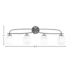 Cavella Four Light Bath Bar in Graphite with 5" White Linen Shade