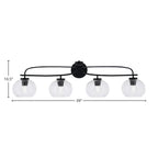 Cavella Four Light Bath Bar in Matte Black with 7" Clear Bubble Shade