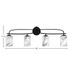 Cavella Four Light Bath Bar in Matte Black with 4" Onyx Swirl Shade