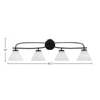 Cavella Four Light Bath Bar in Matte Black with 7" White Muslin Shade
