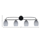 Cavella Four Light Bath Bar in Matte Black with 5" Gray Matrix Shade