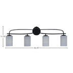 Cavella Four Light Bath Bar in Matte Black with 4" Gray Matrix Shade