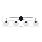 Cavella Four Light Bath Bar in Matte Black with 5.75" Clear Bubble Shade