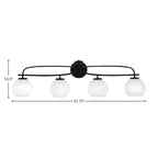 Cavella Four Light Bath Bar in Matte Black with 5.75" White Marble Shade
