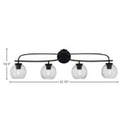 Cavella Four Light Bath Bar in Matte Black with 5.75" Smoke Bubble Shade