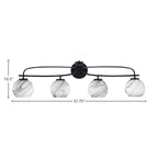 Cavella Four Light Bath Bar in Matte Black with 5.75" Onyx Swirl Shade