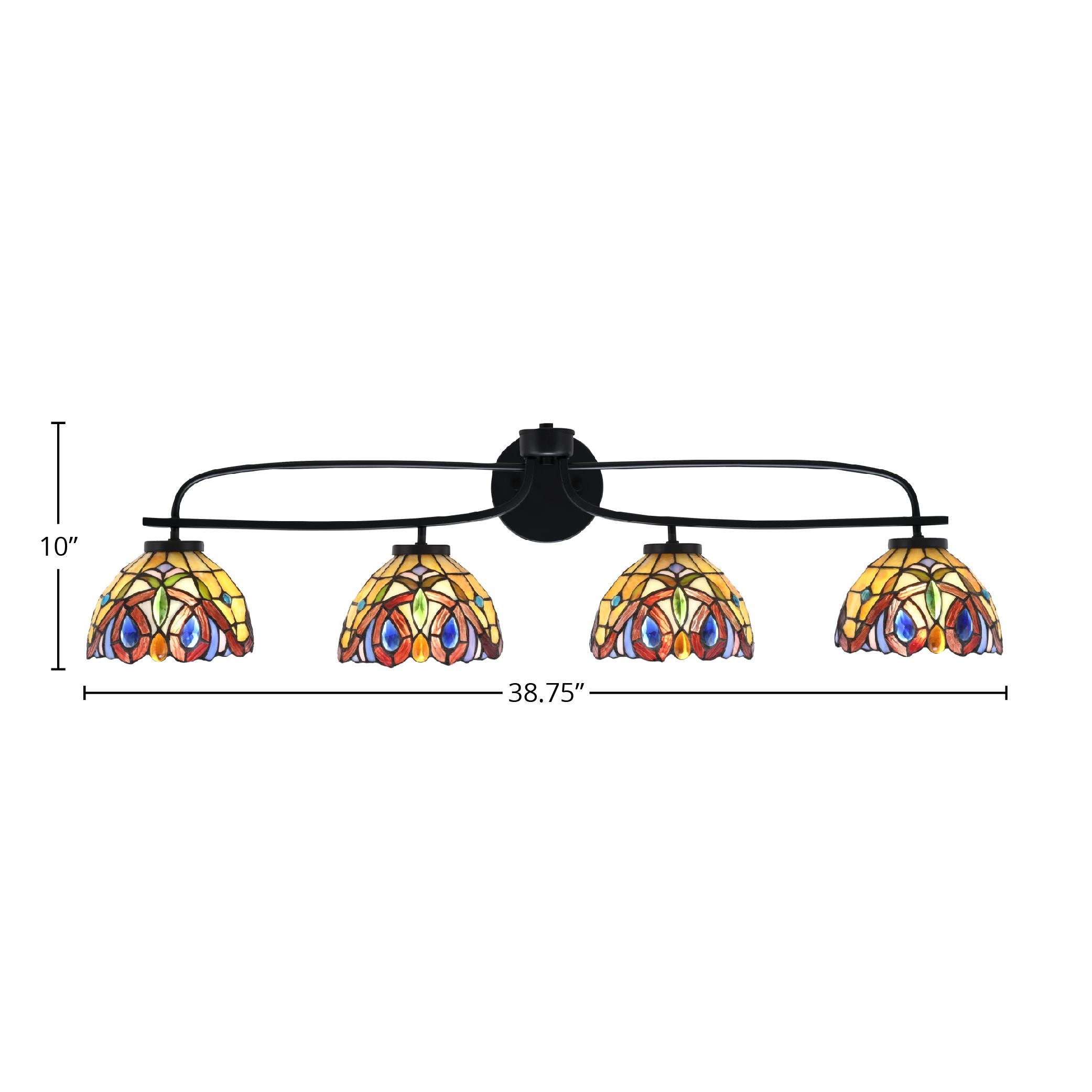 Cavella Four Light Bath Bar in Matte Black with 7" Lynx Art Glass Shade