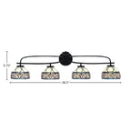 Cavella Four Light Bath Bar in Matte Black with 7" Royal Merlot Art Glass Shade