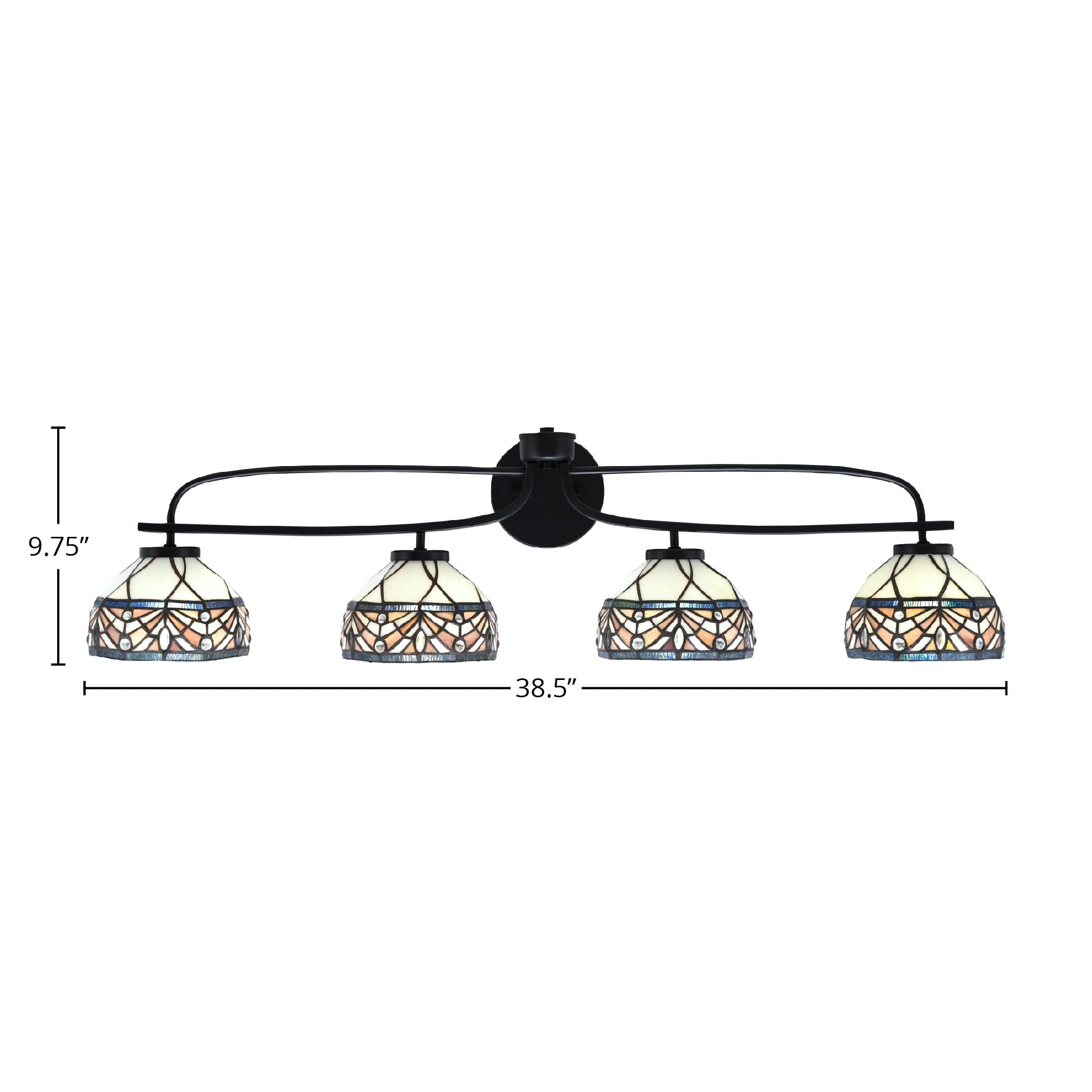 Cavella Four Light Bath Bar in Matte Black with 7" Royal Merlot Art Glass Shade