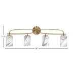 Cavella Four Light Bath Bar in New Age Brass with 4" Onyx Swirl Shade