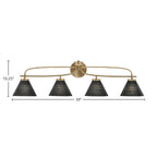 Cavella Four Light Bath Bar in New Age Brass with 7" Black Matrix Shade