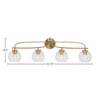 Cavella Four Light Bath Bar in New Age Brass with 5.75" Clear Bubble Shade