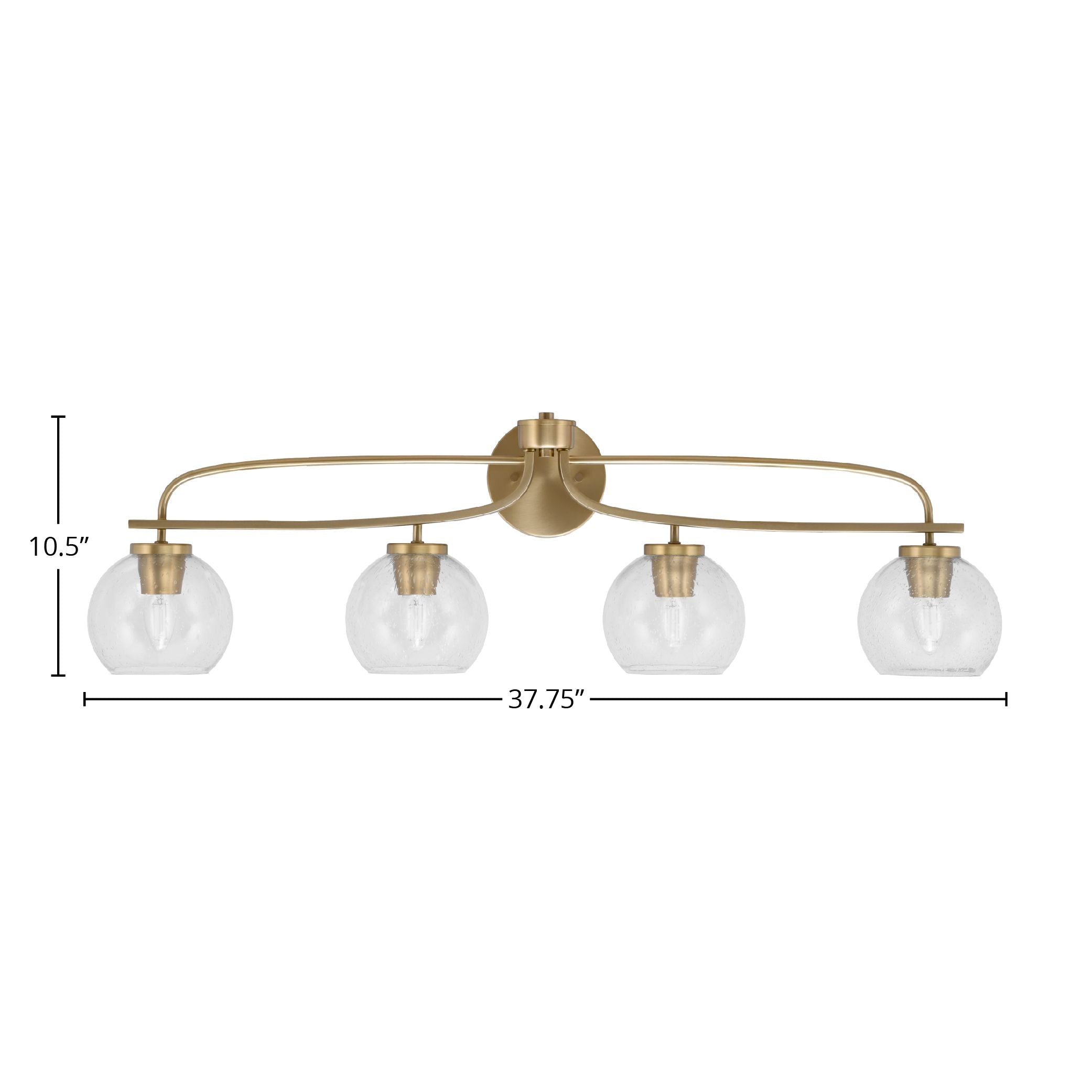 Cavella Four Light Bath Bar in New Age Brass with 5.75" Clear Bubble Shade