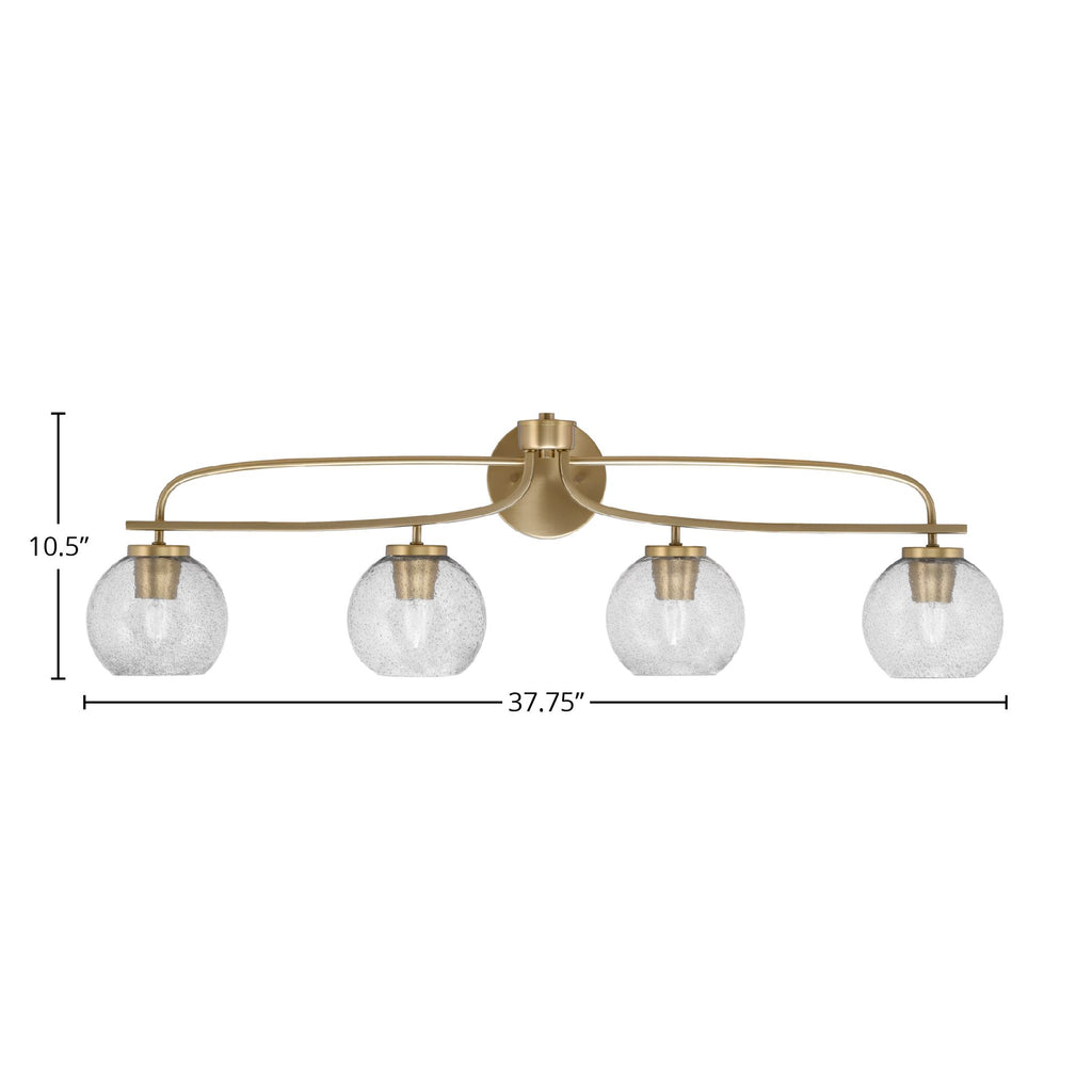 Cavella Four Light Bath Bar in New Age Brass with 5.75" Smoke Bubble Shade