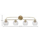 Cavella Four Light Bath Bar in New Age Brass with 5.75" Smoke Bubble Shade