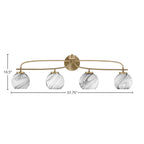 Cavella Four Light Bath Bar in New Age Brass with 5.75" Onyx Swirl Shade