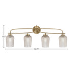 Cavella Four Light Bath Bar in New Age Brass with 5" Silver Textured Shade