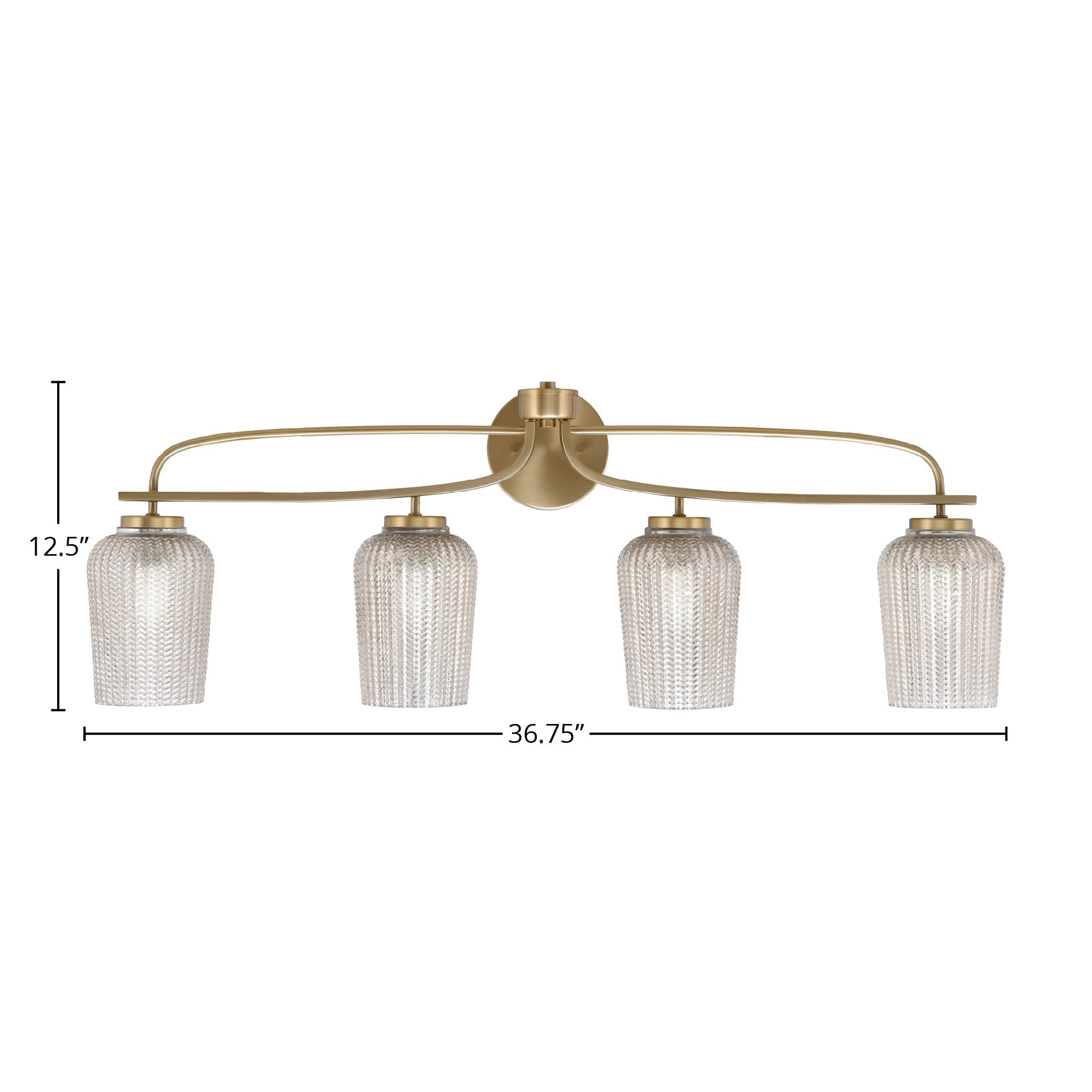 Cavella Four Light Bath Bar in New Age Brass with 5" Silver Textured Shade