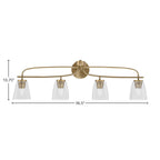 Cavella Four Light Bath Bar in New Age Brass with 4.5" Clear Bubble Shade