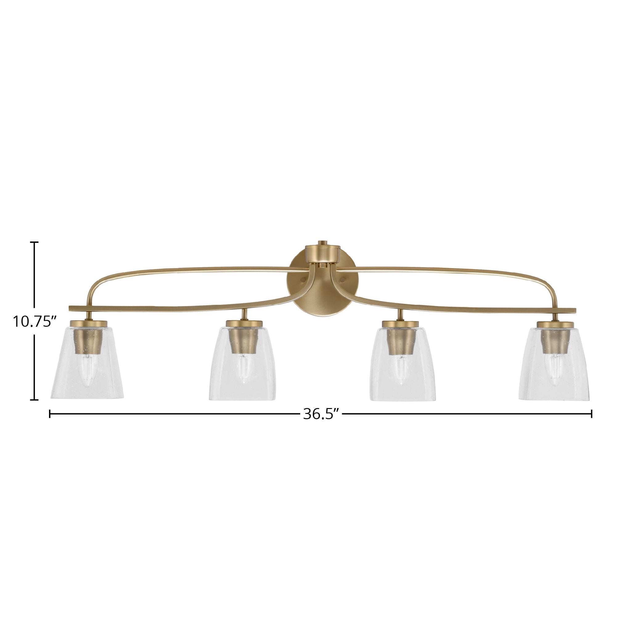 Cavella Four Light Bath Bar in New Age Brass with 4.5" Clear Bubble Shade