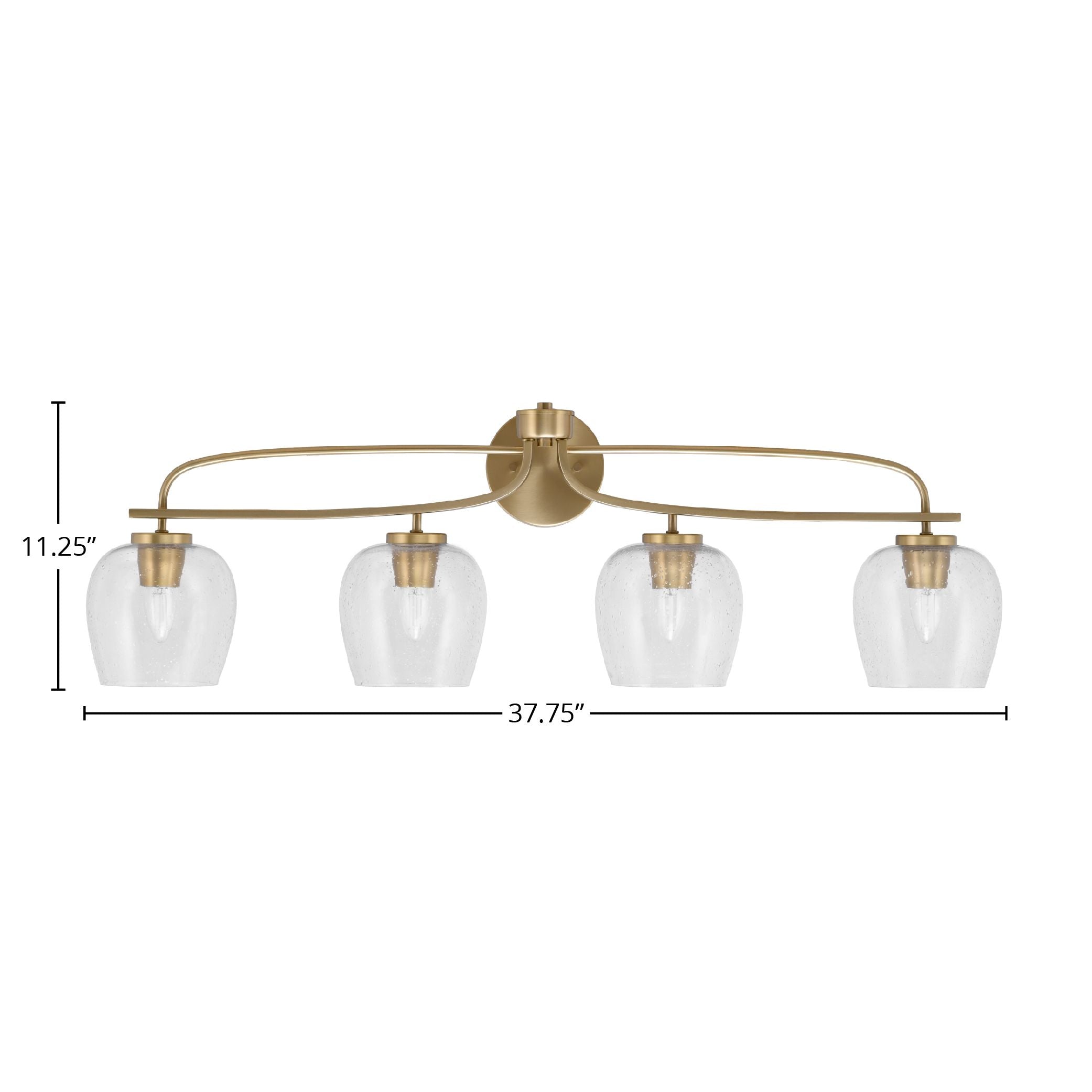 Cavella Four Light Bath Bar in New Age Brass with 6" Clear Bubble Shade