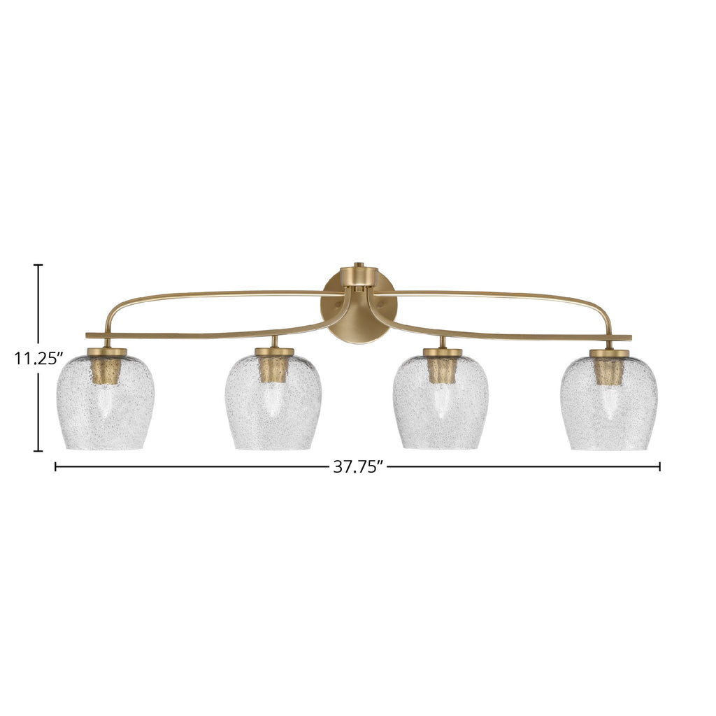 Cavella Four Light Bath Bar in New Age Brass with 6" Smoke Bubble Shade