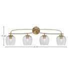 Cavella Four Light Bath Bar in New Age Brass with 6" Smoke Bubble Shade