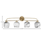 Cavella Four Light Bath Bar in New Age Brass with 6" Onyx Swirl Shade
