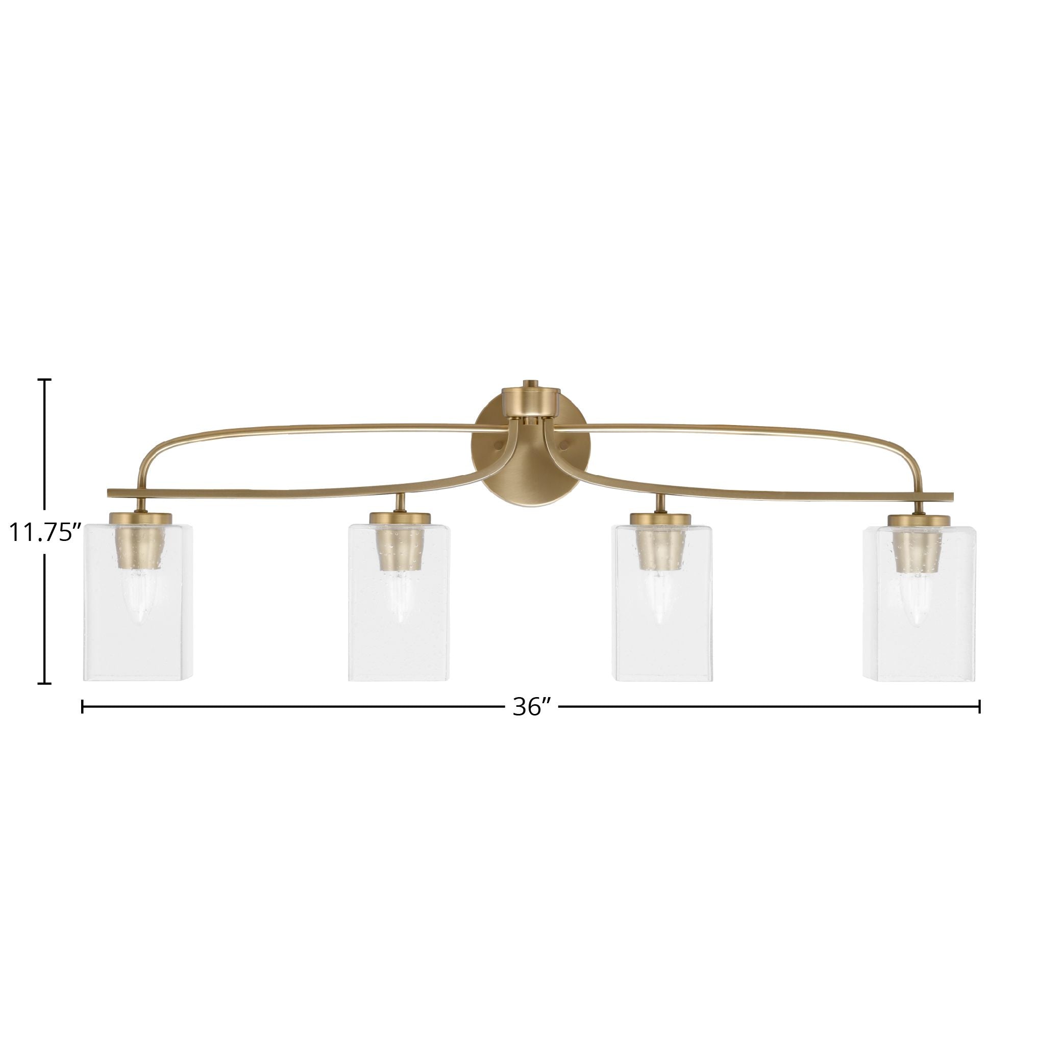 Cavella Four Light Bath Bar in New Age Brass with 4" Clear Bubble Shade