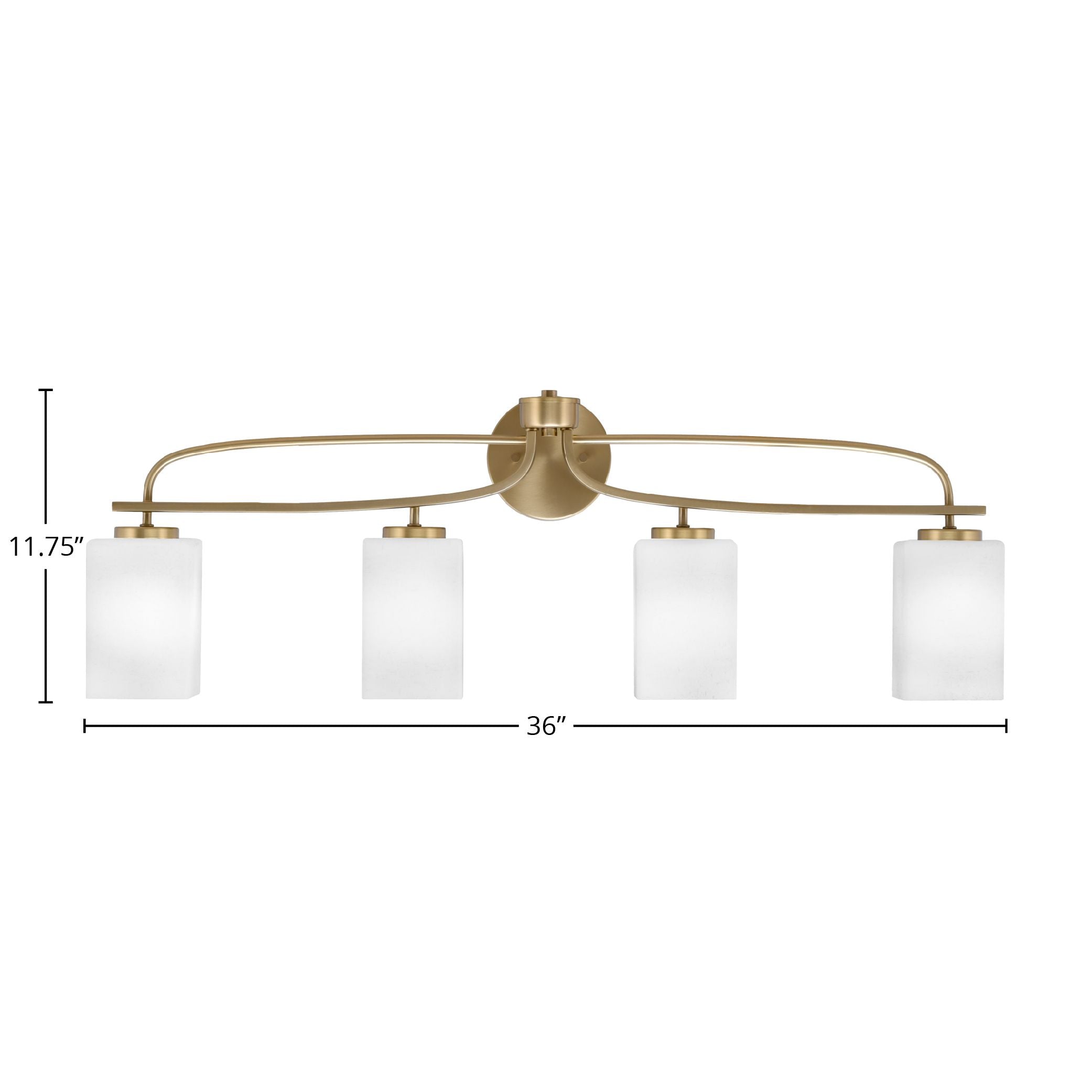 Cavella Four Light Bath Bar in New Age Brass with 4" White Muslin Shade