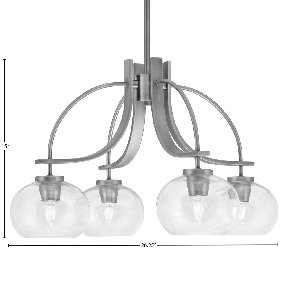 Cavella Four Light Chandelier in Graphite with 7" Clear Bubble Shade