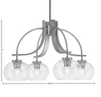 Cavella Four Light Chandelier in Graphite with 7" Clear Bubble Shade