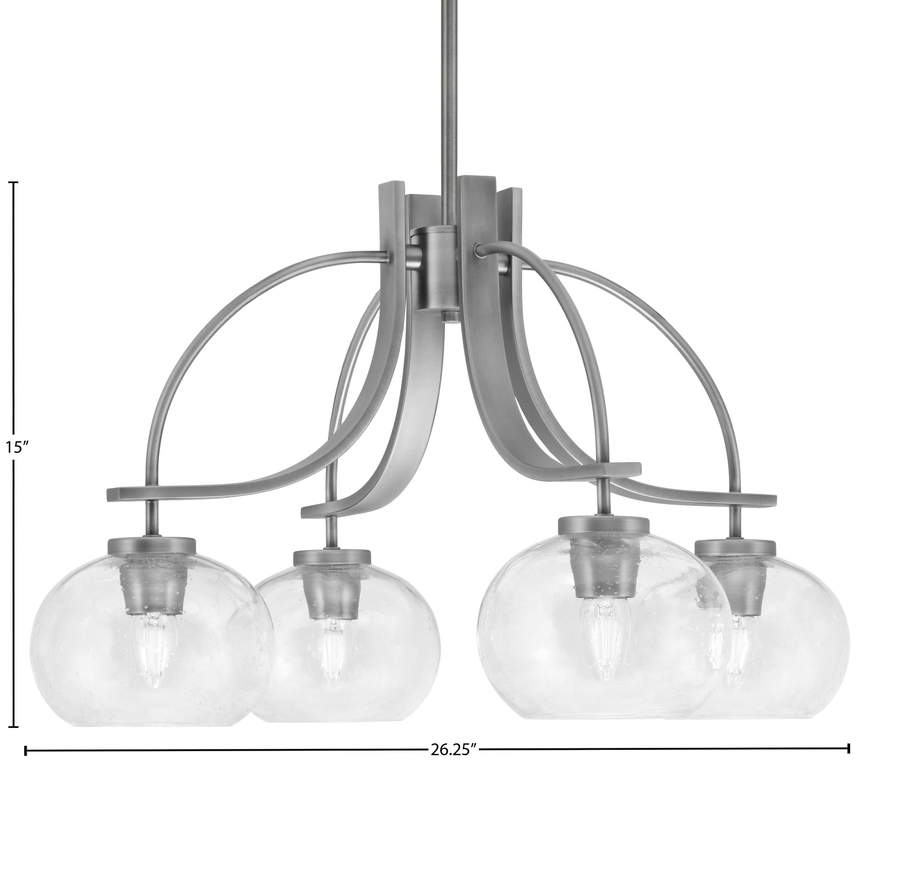 Cavella Four Light Chandelier in Graphite with 7" Clear Bubble Shade