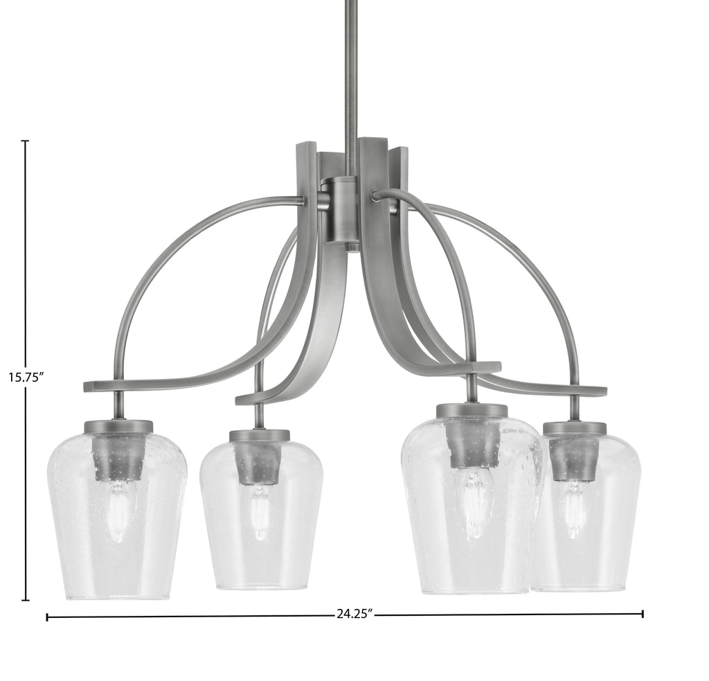 Cavella Four Light Chandelier in Graphite with 5" Clear Bubble Shade