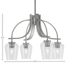 Cavella Four Light Chandelier in Graphite with 5" Clear Bubble Shade