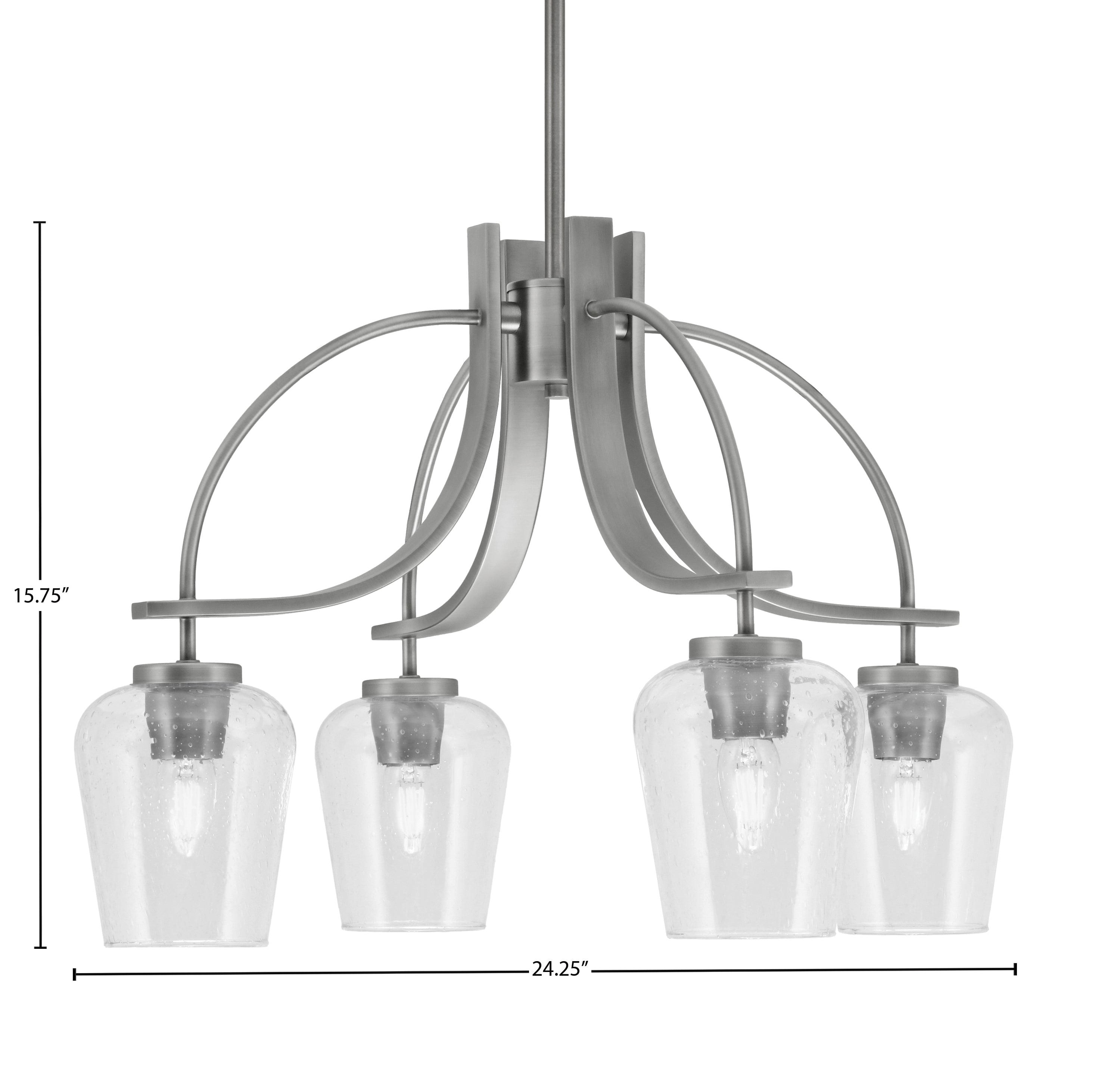 Cavella Four Light Chandelier in Graphite with 5" Clear Bubble Shade