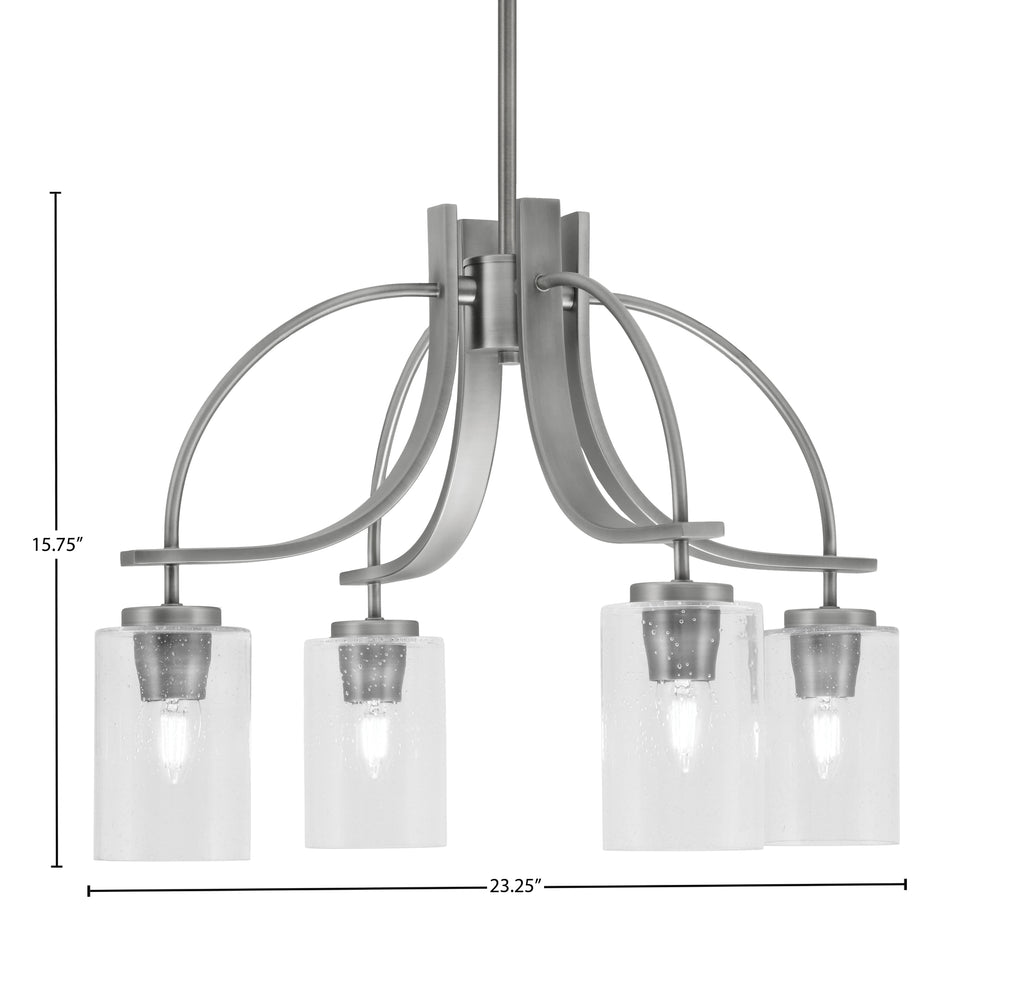 Cavella Four Light Chandelier in Graphite with 4" Clear Bubble Shade