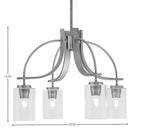 Cavella Four Light Chandelier in Graphite with 4" Clear Bubble Shade