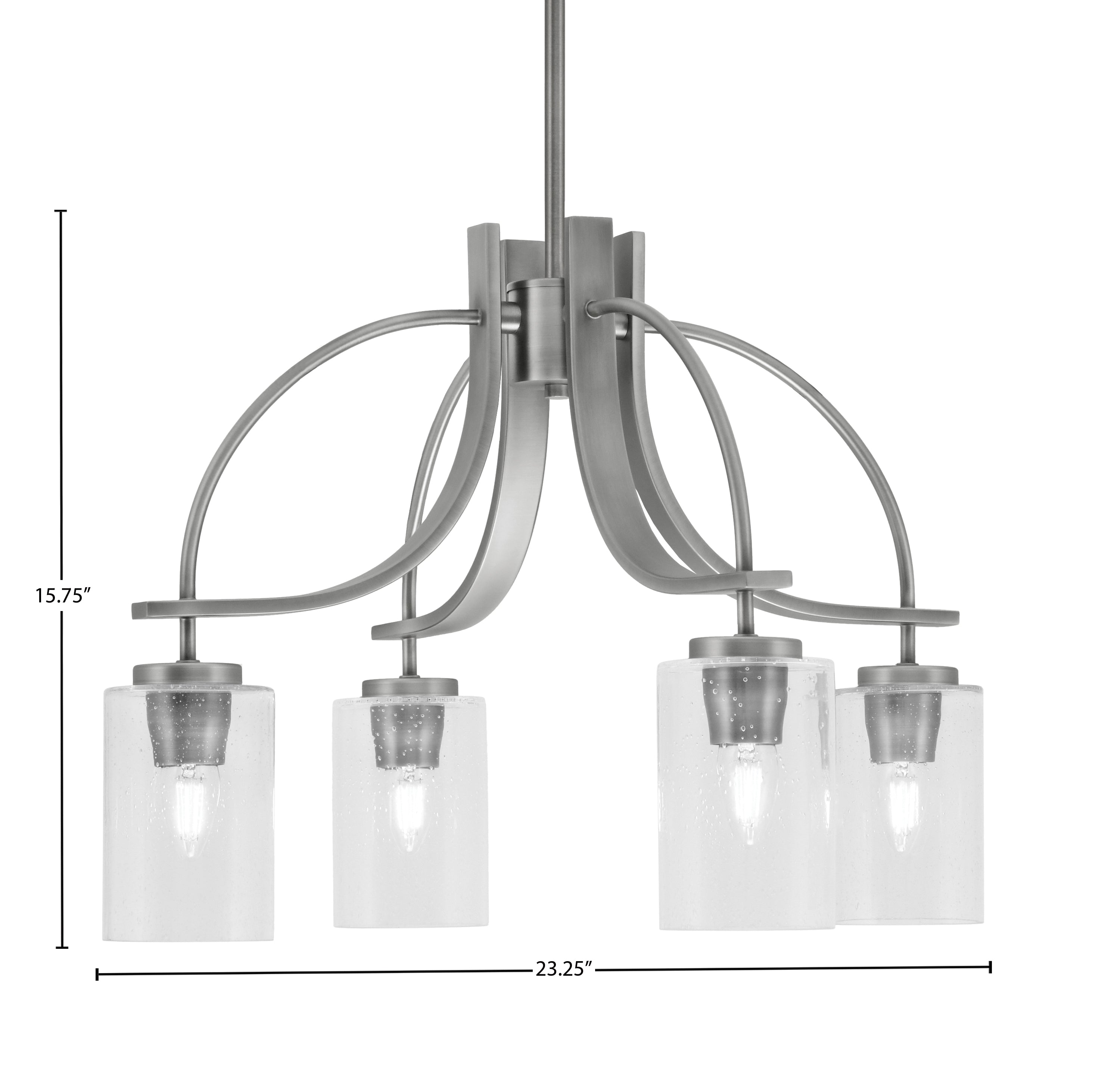 Cavella Four Light Chandelier in Graphite with 4" Clear Bubble Shade