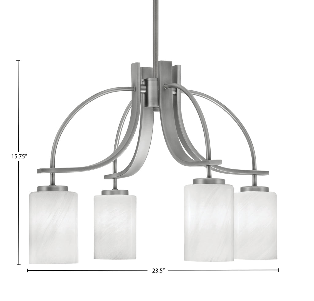 Cavella Four Light Chandelier in Graphite with 4" White Marble Shade