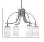 Cavella Four Light Chandelier in Graphite with 4" White Marble Shade