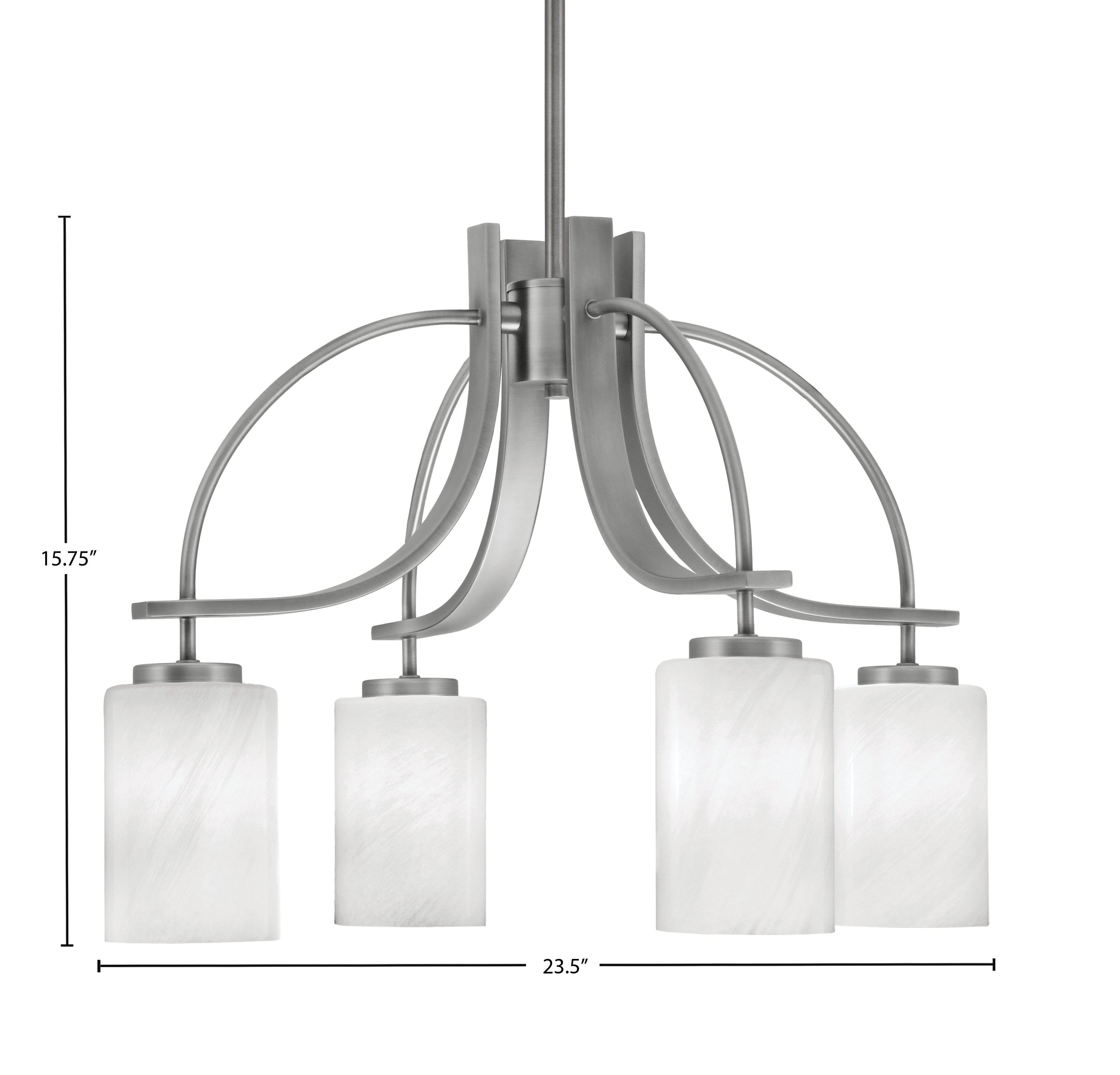 Cavella Four Light Chandelier in Graphite with 4" White Marble Shade