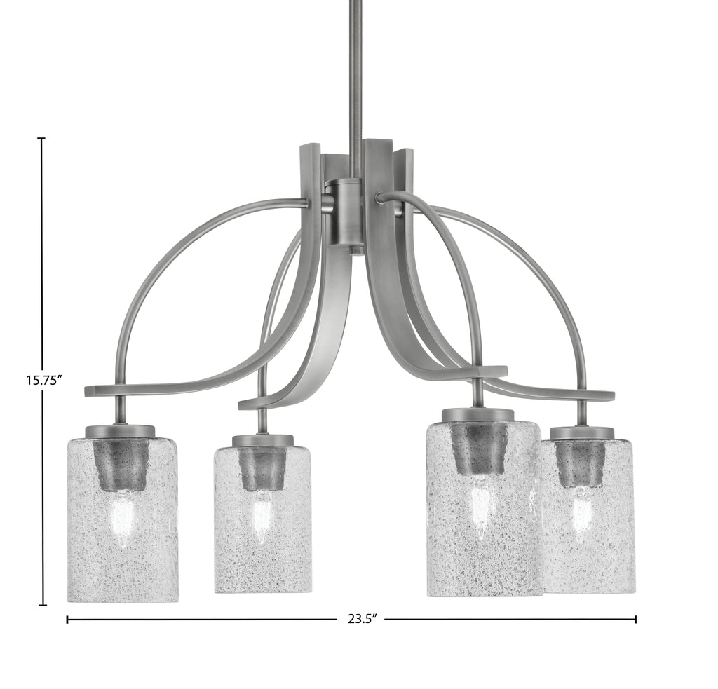 Cavella Four Light Chandelier in Graphite with 4" Smoke Bubble Shade
