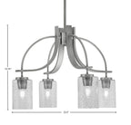 Cavella Four Light Chandelier in Graphite with 4" Smoke Bubble Shade