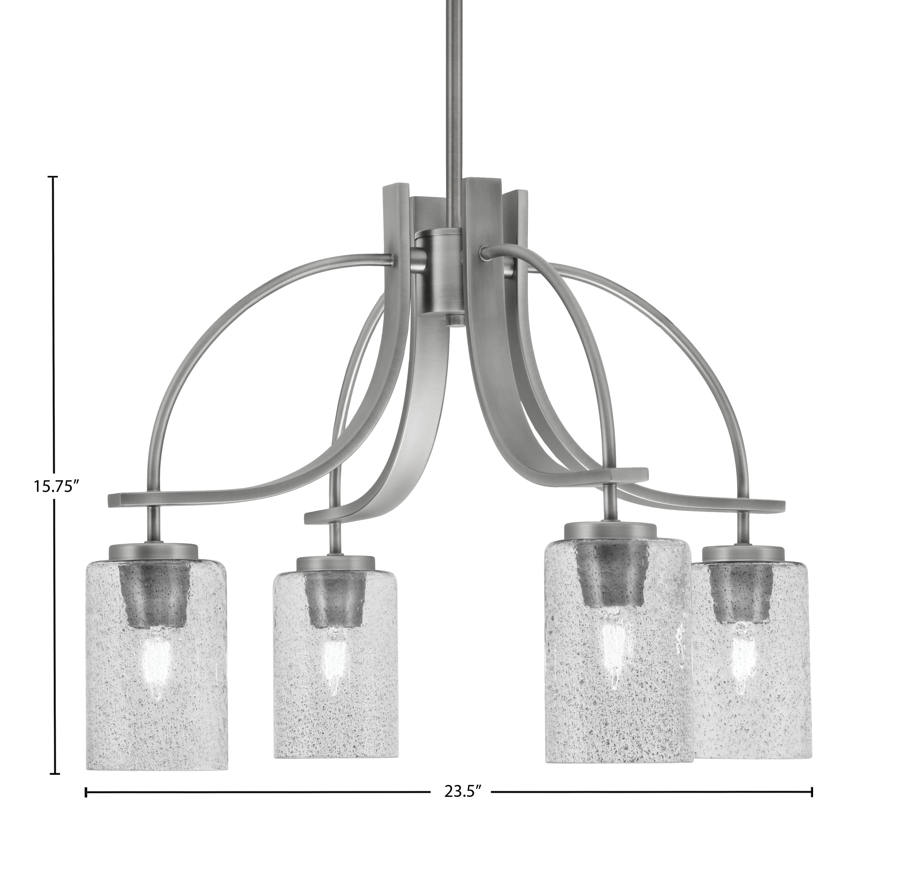 Cavella Four Light Chandelier in Graphite with 4" Smoke Bubble Shade