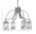 Cavella Four Light Chandelier in Graphite with 4" Onyx Swirl Shade